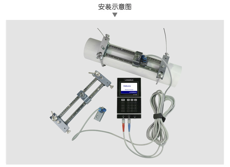 手持式超聲波流量計安裝示意